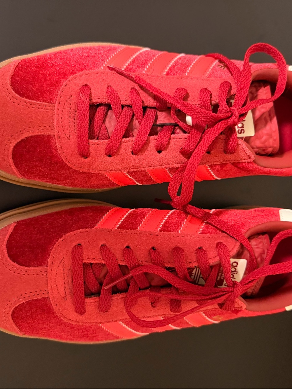 Adidas Womens gazelle Red Suede & Textile Low-Top Sneakers